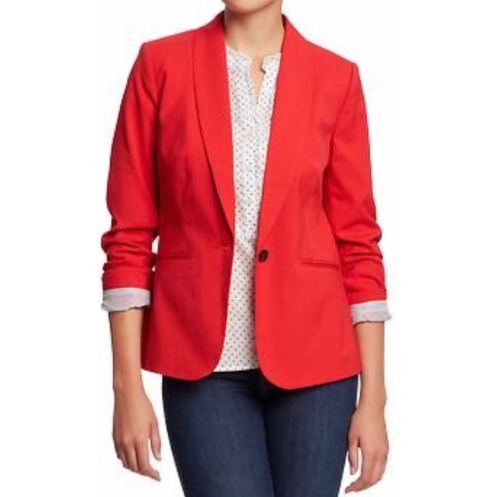 Red Blazer with Striped Inside Lining